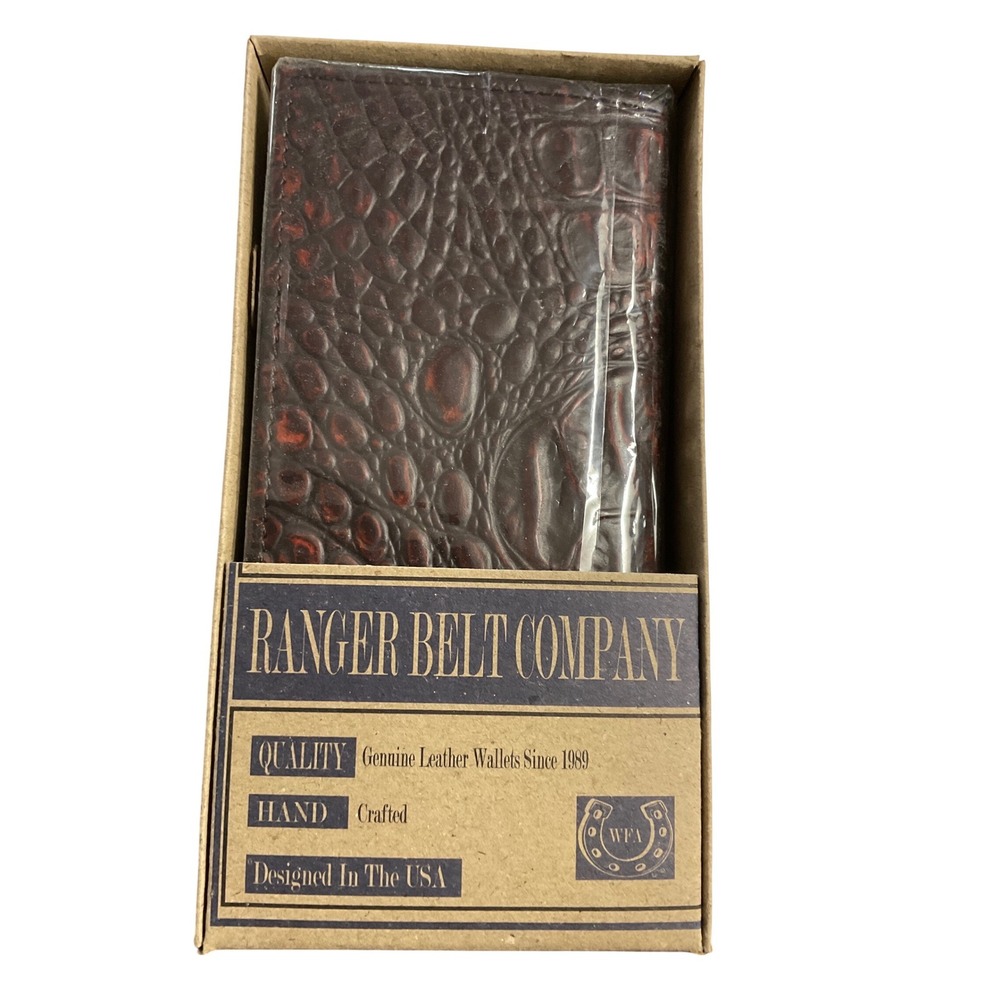Ranger Belt Company Mens Brown Alligator Embossed‎ Leather Rodeo Bifold Wallet